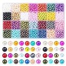 anezus 1960PCS Pearl Beads, 6mm 28 Colors Multicolor Pearl Beads Loose Pearls for Crafts with Holes for Jewelry Making, Small Pearl Filler Beads for Crafting Bracelet Necklace Earrings
