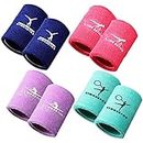 4 Pairs Sports Wristbands for Kids Colorful Kids Wrist Sweatbands Polyester Cotton Wrist Bands Sweat Band for Wrist Gymnastic Wristbands for Girls Youth Boys Tennis Basketball Golf, 3.15 x 3.94 Inch