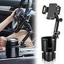 SCRWVESS Cup Holder Phone Mount, 2 in 1 Cup Holder Expander for Car Long Arm with 360°Rotation Cup Holder Cell Phone Holder for Car Compatible with All Smartphones