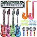 Musical Instrument Ballons Inflatable Toys Party Decoration Prop, 70s 80s Disco Rock Decor Guitar Saxophone Microphone Balloons, Christmas Halloween Carnival Birthday Party Supplies Favors Accessories