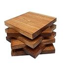SNAP FURNITURE Wooden 6 Piece Square Shape Wooden Tea Coaster Sets || Wood Coasters for Drinks || Drink Coaster Se