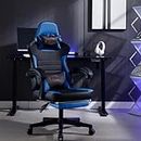 ESTRUCO Gaming Chair with Footrest Computer Gaming Chaise Video Game Chairs Ergonomic Office Desk Chair Swivel Computer Chair with Lumbar Support and Headrest (Blue&Black)