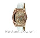 PEUGEOT COUTURE ROSE GOLD CRYSTAL CASE WOMEN'S WATCH WITH WHITE LEATHER BAND NEW