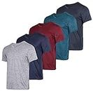 5 Pack:Men's V Neck Quick Dry Fit Short Sleeve Active Wear Training Athletic Essentials T-Shirt-Top-Set 1,L