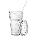 Tumblers with Lids and Straws Wall Clear Plastic Tumblers Bulk Reusable Cups with Straw