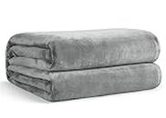 EHEYCIGA Fleece Blanket Grey Throws for Sofas Fluffy Warm Soft Blanket for Bed Settees Armchairs, Fit All Season, Single, 130x165cm