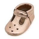 BirdRock Baby Mary Jane Moccasins - Genuine Leather Soft Sole Baby Girl Shoes for Newborns, Infants, Babies, and Toddlers Beige Size: 5.5