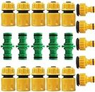 CL-Link 20 Piece Hose Connector Set 5x 1/2 Zoll Quick Hose Connectors 10x 1/2 oder 3/4 Zoll Double Plug Hose Coupling 5x 1/2 oder 3/4 Zoll Tap Hose Connector for Garden and Home Tap