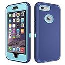 Asuwish Phone Case for iPhone 6plus 6splus 7plus 8plus i 6/6s/7/8 Plus Cell Cover Hybrid Shockproof Protective Heavy Duty Mobile Accessories iPhone6splus i Phone7s 7+ 8s 8+ Phones8 6+ i6 6s+ Blue