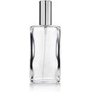 Fantasia Parfum Flakon leer mit Zerstäuberpumpe ovale Klarglas Flasche zum selber Befüllen mit Parfum Zerstäuber und Kappe in nachfüllbar, Silber, 100 ml (1er Pack)