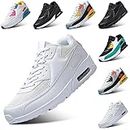 PADGENE Femme Homme Baskets Mode Chaussures Sport Course Sneakers Fitness Gym athlétique Multisports Outdoor Casual, Blanc + Blanc, 41 EU