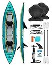 OCEANBROAD V1-320 Inflatable Sit-in Kayak, 2-Person, 4.2m/13ft, with Paddles, Kayak Seats, Pedals, Hand Pump and Bag