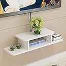 WooDintu Floating TV Shelf Entertainment Center Wall Mounted Media Console, Router DVD Shelf, for One/PS4/Cable Box/DVD Players/Game Console Streaming Media Equipment (White, 35.4)