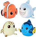 Disney100 Finding Nemo Cuutopia 4 Plush Toys, 5 Inch Plush Pillow Dolls of Nemo, Dory, Squirt & Bruce
