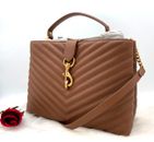 AUTH NWT Rebecca Minkoff Large Edie Leather Top Handle Satchel Bag In TOBACCO