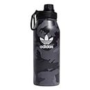 adidas Originals 1 Liter (32 oz) Metal Water Bottle, Hot/Cold Double-Walled Insulated 18/8 Stainless Steel, Adi Camo Black/Black/White, One size