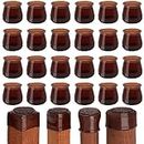 Ansible Chair Leg Floor Protectors,24 Pcs Silicone Felt Furniture Leg Pads Caps Covers For Hardwood Floors (Fit 1.3"-2") Brown