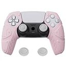 PlayVital Mecha Edition Cherry Blossoms Pink Ergonomic Controller Silicone Case Grips for ps5, Rubber Protector with Thumbstick Caps for ps5 Controller – Compatible with Charging Station