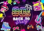 SJOLOON Back to The 80s Backdrop House Party Backdrop Hip Hop Photo Backdrop 80s Retro Hanging Banner for Theme Party Decoration Photography 12696 (6x4FT)