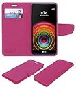ACM Leather Flip Wallet Case Compatible with Lg X Power K220dsz Mobile Cover Pink
