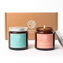 Natural Soy Candle Gift Sets Made in Australia – 2 Pack 100g Scented Aromatherapy Candle Amber Jar with Lid – Hand Poured on The Sunshine Coast (Champagne Rosé & Exotic Fruits, Mint Mojito)