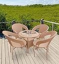CORAZZIN Patio Seating Chair and Table Set of 5 Outdoor Furniture Garden Patio Seating Set 4 Chairs & 1 Table Balcony Furniture Coffee Table Sets - (Light Brown), Rattan, 24 Inch, 24 Inch, Inch