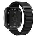 XMUXI Compatible with Fitbit Sense 2/Fitbit Versa 4 Watch Strap Fitbit Sense/Fitbit Versa 3 Nylon Solo Loop Replacement Watch Band for Men women (Watch Not Included) (#1)