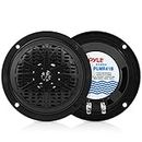 Pyle 4 Inch Dual Marine Speakers - Waterproof and Weather Resistant Outdoor Audio Stereo Sound System with Polypropylene Cone, Cloth Surround and Low Profile Design - 1 Pair - PLMR41B (Black)