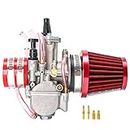 Carburetor Carb with Intake Manifold Air Filter Spare main jet Kit Universal Suitable For 2t/4t Scooter Motorbike Motorcycle Mped Speedboat ATV UTV Go Kart Accessories （P-W-K 21-34mm） (24mm, Red)