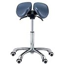 Master Massage Berkeley Ergonomic Posture Saddle Chair-Two-Part Saddle Stool- Hydraulic Swivel Rolling Seat Stool with Adjustable Title Angle and Height -Royal Blue