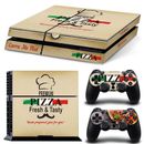 Calcomanía de Recubrimiento para Consola PS4 Playstation 4 Pegatina Caja de Pizza + Juego de Diseño de 2 Controladores