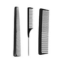 VEDETIC® Professional Plastic Hair Cutting Comb Set Hairdressing Comb Salon Barbers Comb Tail Comb Haircut Hair Styling Comb Black Pack of 3