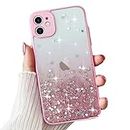 VONZEE® Case Compatible with iPhone 11 (6.1 inch), Non Moving Glitter Cover for Girls & Women Soft TPU Shockproof Anti Scratch Drop Protection Cover (Pink)