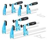 SHALL 6-Inch & 12-Inch Steel Bar Clamps Set, 4-pack Medium-Duty Quick-Release F Clamps, 600 Lbs Load Limit for Woodworking, Metal working, DIY and Crafts