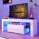 HOUAGI LED TV Stand for 32-55 Inch TV,Modern Entertainment Center w/Storage Drawer and Color Changing Lights for Video Gaming,Movies,Home Decor