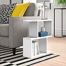 JV Home Homeania Collection Modern Side Table with Shelves for Storage Decorative Coffee Table for Living Room 24 Inch White