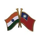 The Flag Shop India-Taiwan Cross Flag Brass Lapel Pin/Brooch/Badge for Clothing Accessories