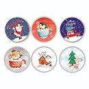 PAPERPACKS 6 Piece Christmas Themed Plastic Fridge Magnets Christmas Theme Perfect for Your Office, Home, Classroom in Red White Green for Home Decor and Gifting Premium (44 mm)