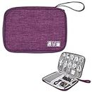 Electronic Organizer Travel Cable Organizer Bag Digital Accessories Storage Case with Dividers for Hard Drives, Portable Charger, Cables, Phone, USB, SD Card(Purple)