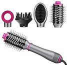 SevenPanda Hair Dryer Brush Hot Air Brush Set, Newest 4 in 1 Air Styler with Hairdryer, Hot Air Brush, Hair Diffuser, Hot Brush Suitable for All Hair Types, Ionic Care Frizz-Free - Gray