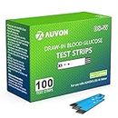 AUVON I-QARE DS-W Draw-in Blood Glucose Test Strips for use with AUVON DS-W Diabetes Sugar Testing Meter (No Coding Required, 100 Count)