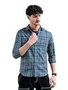 The Indian Garage Co Men's Checkered Slim Fit Shirt (1122-SHWCCPYD-03-01_Teal M)
