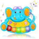 Juguetes para bebés de 6 a 12 meses, elefante, música iluminada, cumpleaños