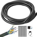 1/4 Inch Wire Loom Split Tubing - 15 ft Cord Protector Electric Wires Covers, Automotive Wire Flexible Conduit, Plastic Wire Cover with Cable Zip Tie (1/4"-15ft)