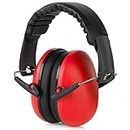 Hearing Protection and Noise Reduction Earmuffs - Lightweight, Adjustable and Foldable NRR 20dB Safety Ear Protection for Shooting, Heavy Machinery Work and Hunting Fits Adults and Kids, Red