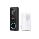 eufy Security, Wi-Fi Video Doorbell, 2K Resolution, No Monthly Fees, Local Storage, Human Detection, with Wireless Chime–Requires Existing Doorbell Wires and Installation Experience, 16-24 VAC, 30 VA