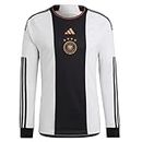 adidas Men's Soccer Germany 2022 Home Long Sleeve Jersey (X-Large) White/Black