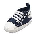 Infant Baby Girl Boy Canvas Shoes Soft Sole Shoes Ankle Sneaker Toddler Shoes First Indoor Outdoor Shoes (Navy-07#ERT, 3-6Months)
