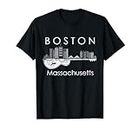 Boston Souvenir Men Massachusetts Skyline Music Guitar T-Shirt