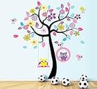 TOTOMO #W156 Owl Swing Tree Wall Decals Removable Wall Decor Decorative Painting Supplies & Wall Treatments Stickers for Girls Kids Living Room Bedroom